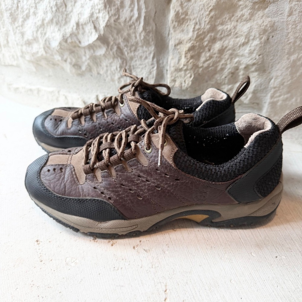 Ariat ATS Womens Brown Leather Hiking‎ Trail Shoes Low Top Sneakers Lace Up 6.5